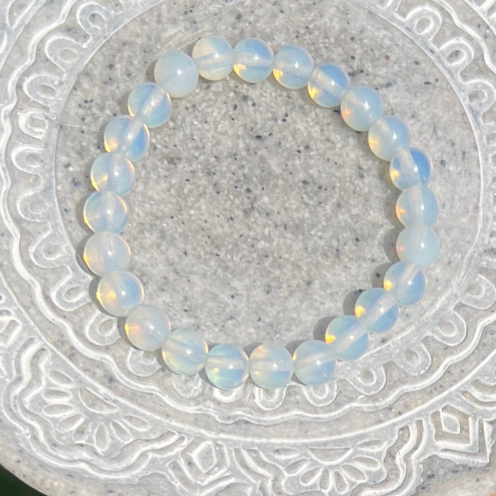 Opalite Beaded Bracelet Handmade by Wandering Bunny LLC